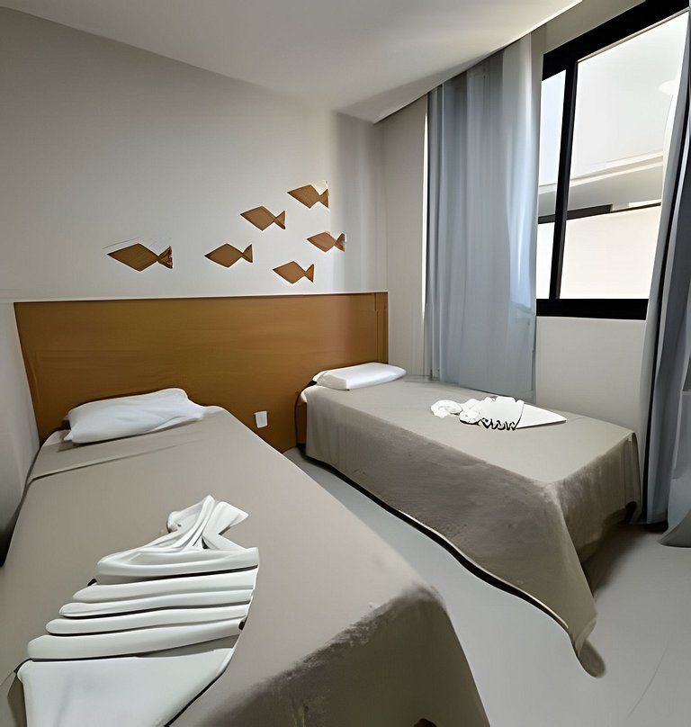 2 Quartos e vista incrível Pé na Areia Muro Alto